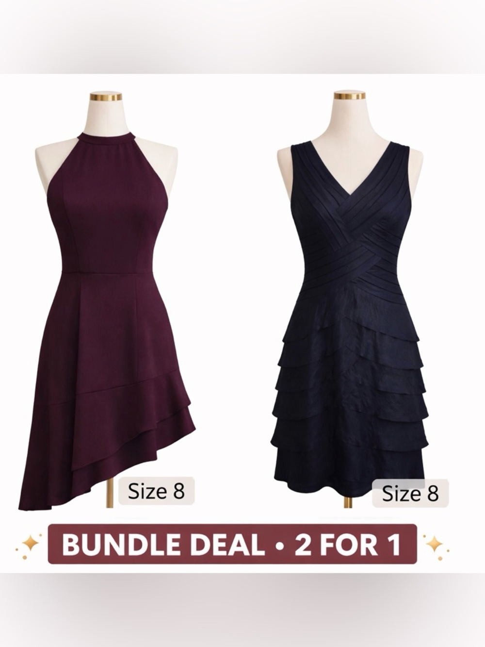 2 Adrianna Papell Cocktail Dresses Size 8 NWT